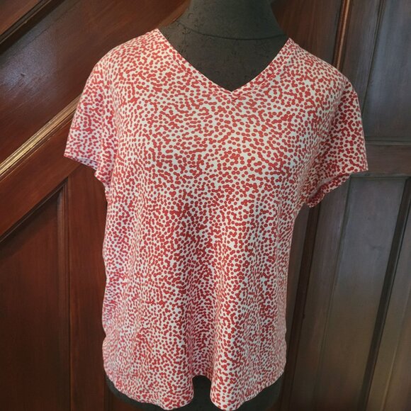 Jones New York Signature Red & White Polka Dot V-Neck Top XL - Picture 1 of 4